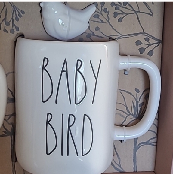 Rae Dunn Ceramic Mug Set - Mama Bird & Baby Bird With Bird Charms - New In Box - Picture 7 of 10